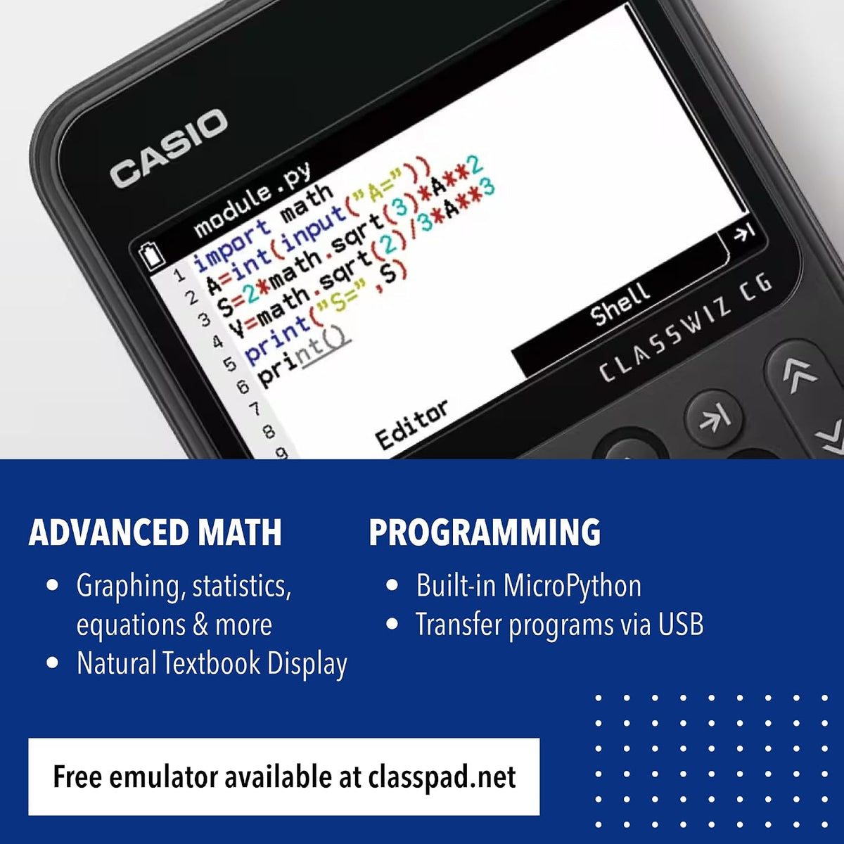Casio - fx-CG100 ClassWiz 圖形計算器 3D圖形功能彩色繪圖型科學計算機 3D圖形,Python【平行進口】