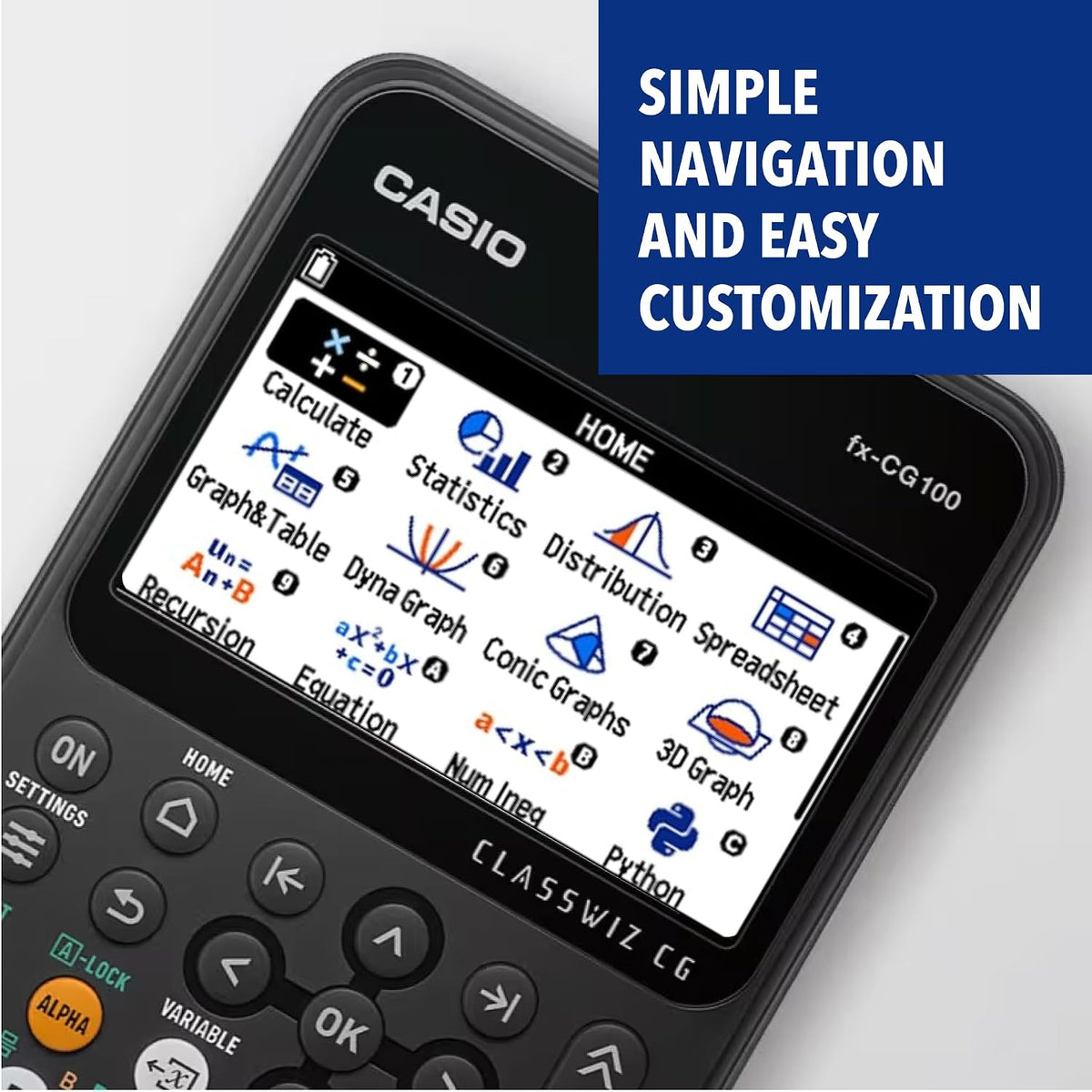 Casio - fx-CG100 ClassWiz 圖形計算器 3D圖形功能彩色繪圖型科學計算機 3D圖形,Python【平行進口】