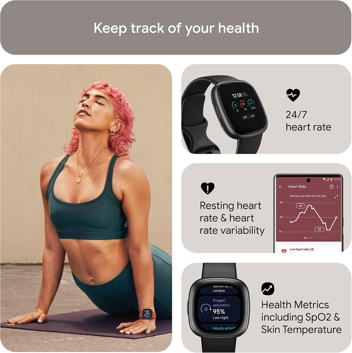 Fitbit - Versa 4 Fitness Smart Watch 高階健身智慧手錶【平行進口】