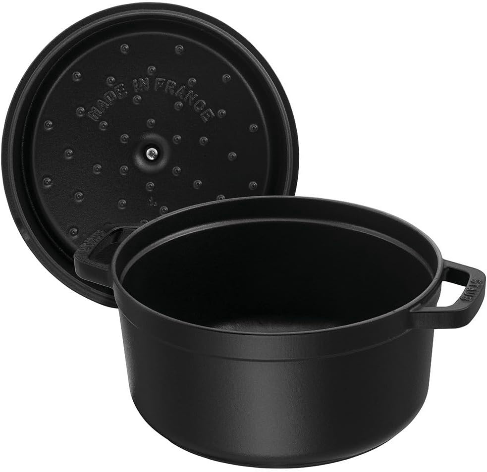 STAUB - Cast Iron Round Dutch Oven Cocotte Pot (黑色) 圓形鑄鐵鍋 法國製造廚具【平行進口】
