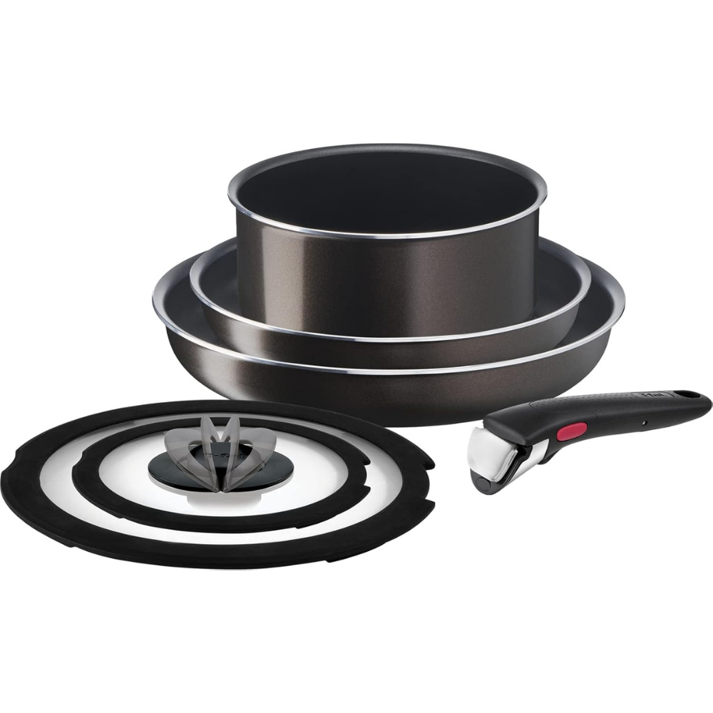 Tefal - L16690 Ingenio Neo Frying Pan and Pot Set 日本版T-fal 把手可拆卸鍋煎鍋組廚具套裝 (棕啡色6件組 只限燃氣火使用)【平行進口】