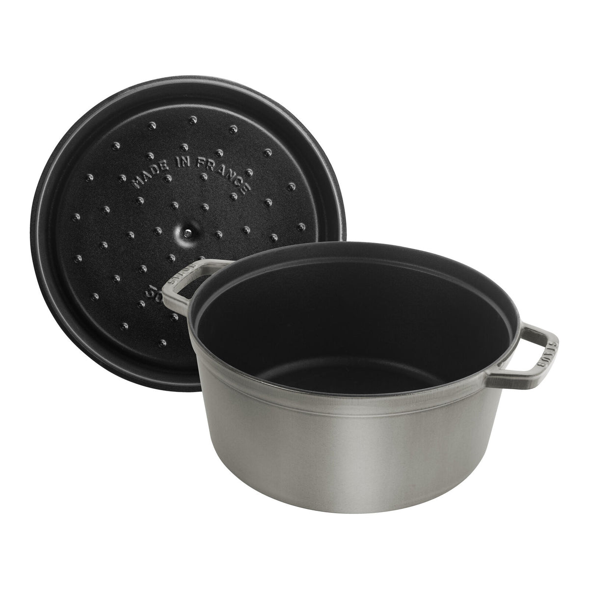 STAUB - Cast Iron Round Dutch Oven Cocotte Pot (灰色) 圓形鑄鐵鍋 法國製造廚具【平行進口】