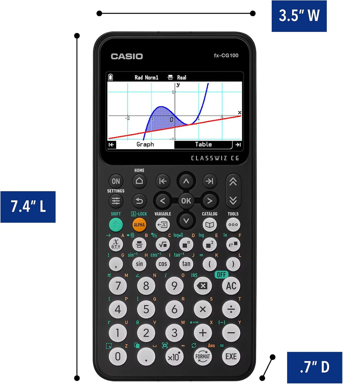 Casio - fx-CG100 ClassWiz 圖形計算器 3D圖形功能彩色繪圖型科學計算機 3D圖形,Python【平行進口】