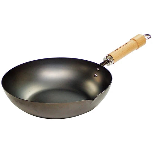 River Light - 極 Japan Kiwame 窒化極鐵炒鍋 木柄平底炒鍋 不易生鏽 J1430 (30cm, IH適用)【平行進口】