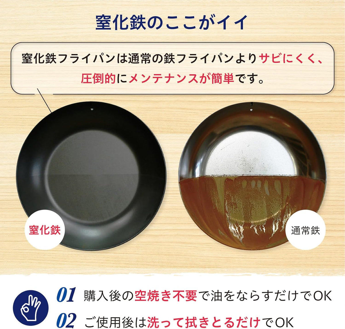 River Light - 極 Japan Kiwame 窒化極鐵炒鍋 木柄平底炒鍋 不易生鏽 J1430 (30cm, IH適用)【平行進口】