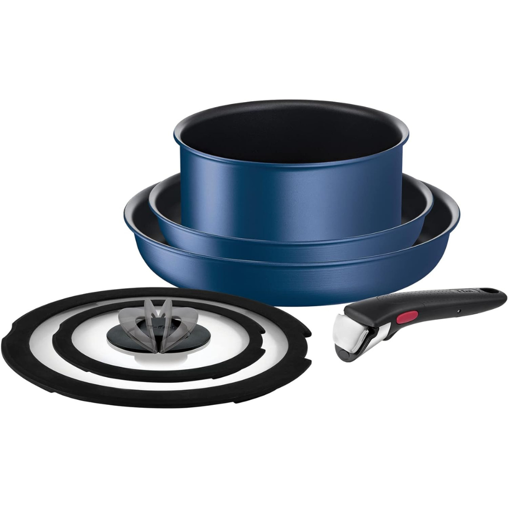 Tefal - L77991 Ingenio Neo Frying Pan and Pot Set 日本版T-Fal 把手可拆卸鍋煎鍋組廚具套裝 不易沾鍋 (藍色6件組 IH對應)【平行進口】
