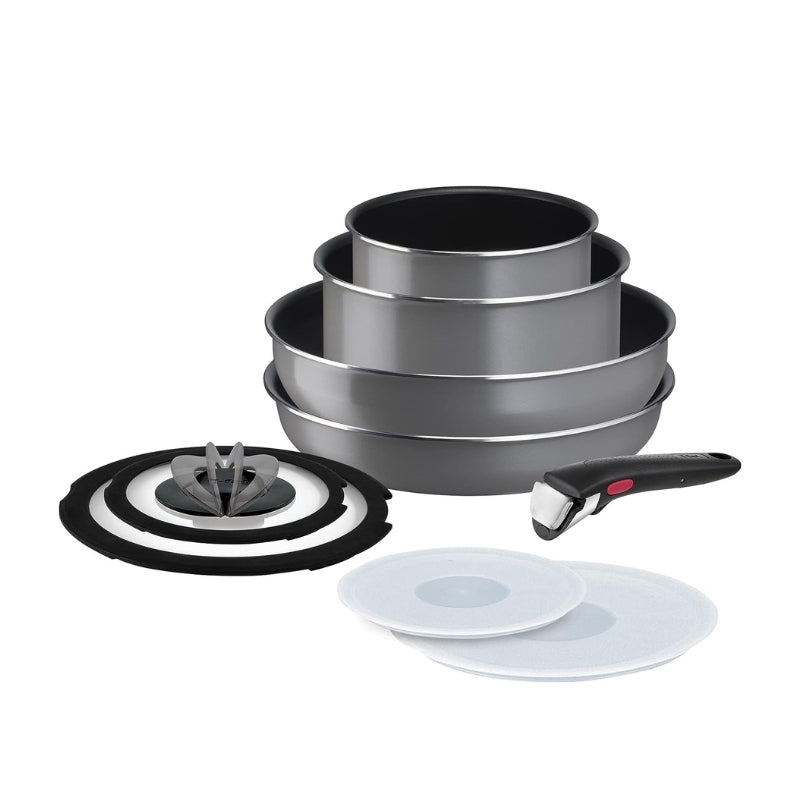 Tefal - L16199 Ingenio Neo Frying Pan and Pot Set 日本版 把手可拆卸鍋煎鍋組 9件組 (灰色 只限燃氣火使用)【平行進口】